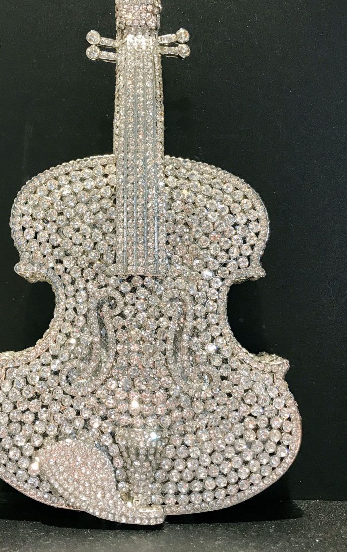Melody - Crystal Violin Shaped Evening Clutch Bag