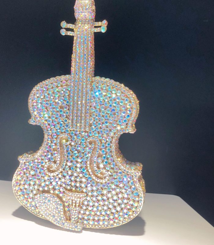 Melody - Crystal Violin Shaped Evening Clutch Bag