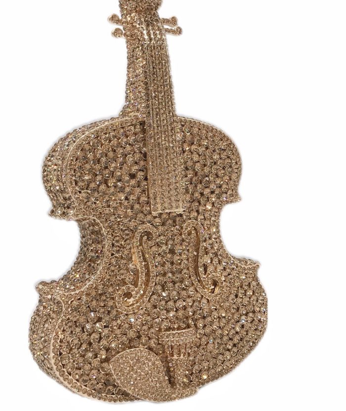 Melody - Crystal Violin Shaped Evening Clutch Bag