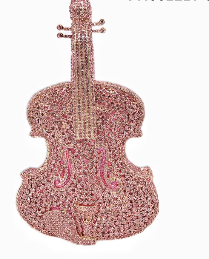 Melody - Crystal Violin Shaped Evening Clutch Bag