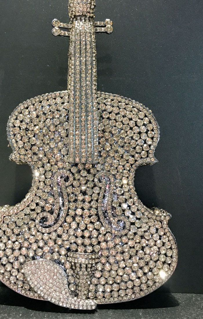 Melody - Crystal Violin Shaped Evening Clutch Bag