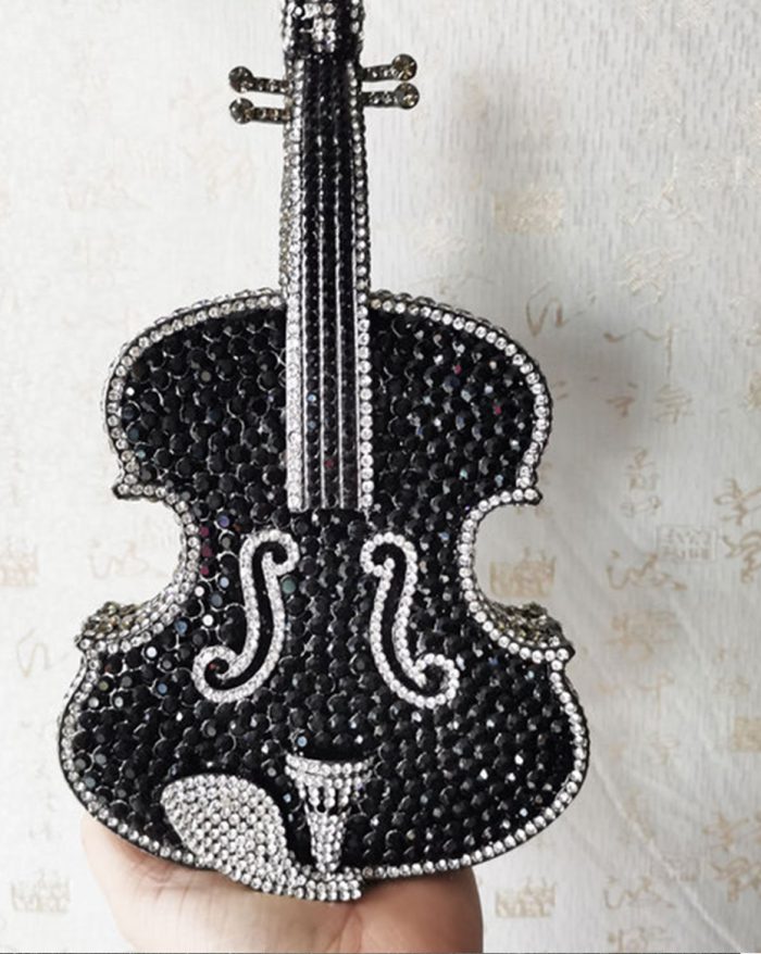 Melody - Crystal Violin Shaped Evening Clutch Bag