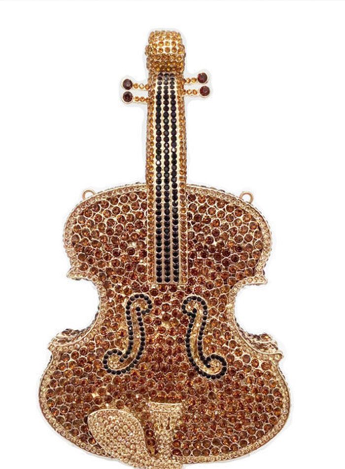 Melody - Crystal Violin Shaped Evening Clutch Bag