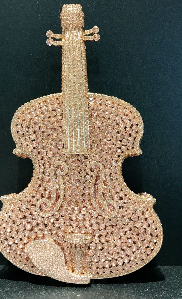 Melody - Crystal Violin Shaped Evening Clutch Bag