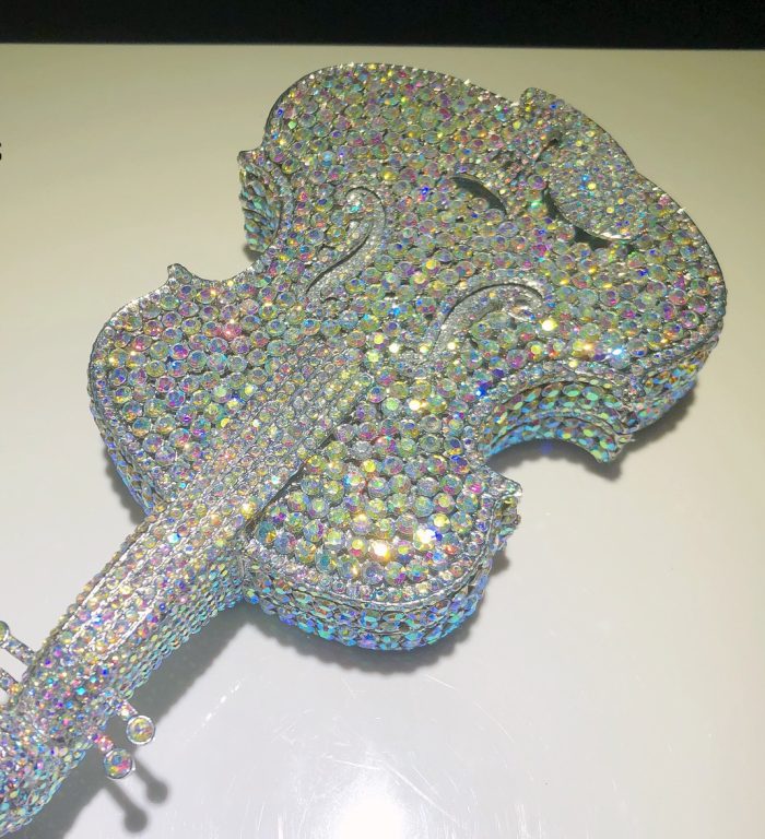 Melody - Crystal Violin Shaped Evening Clutch Bag
