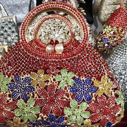 Ododo - Vintage Floral Crystal Embellished Evening Bag