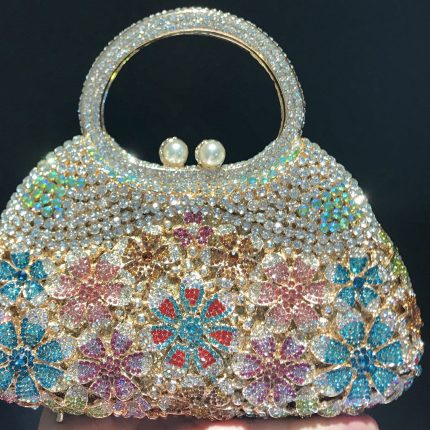 Ododo - Vintage Floral Crystal Embellished Evening Bag
