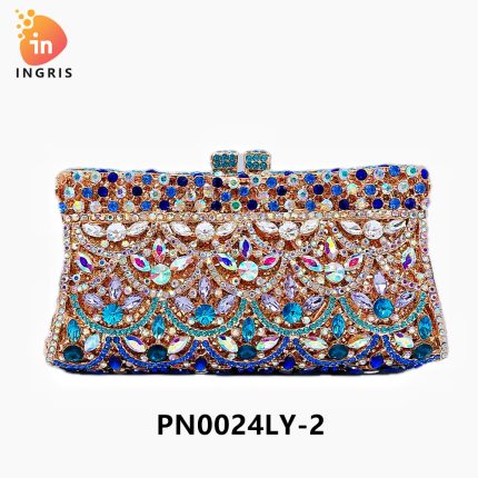 Vivy - Blue and Silver Crystal Embellished Evening Clutch