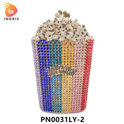 Yemi - Crystal Popcorn Bucket Shaped Evening Clutch