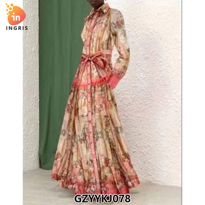 Spring new retro printed thin shirt