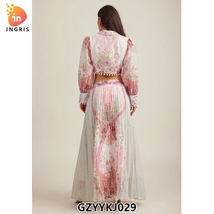 Women Long Sleeves Printed Midi Ladies Summer Elegant Vestido Casual Dress-GZYYKJ029