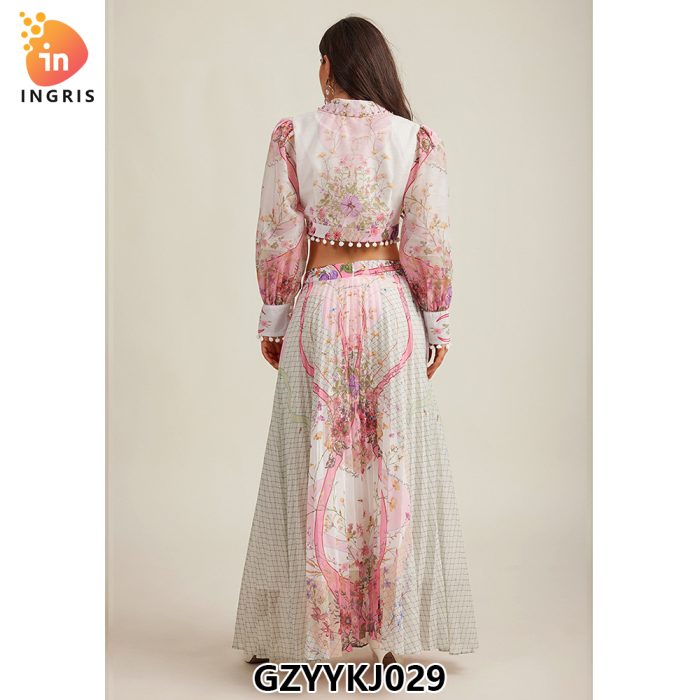 Women Long Sleeves Printed Midi Ladies Summer Elegant Vestido Casual Dress-GZYYKJ029