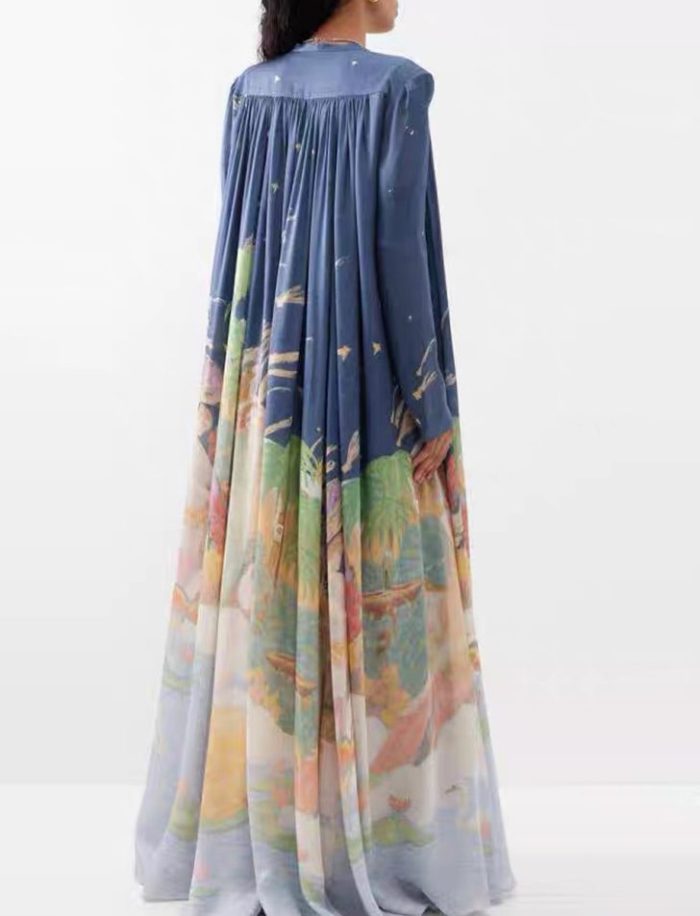 Customized Fashionable Printed Famous Painting Women's Polyester Fiber Silk Skirt-GZYYWL004