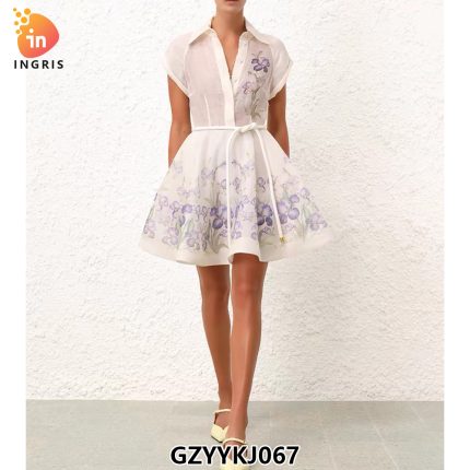 New Custom Women's Elegant Embroidered Sleeveless Button-Down Lapel Dress Women's Casual Summer Midi Dress-GZYYKJ067
