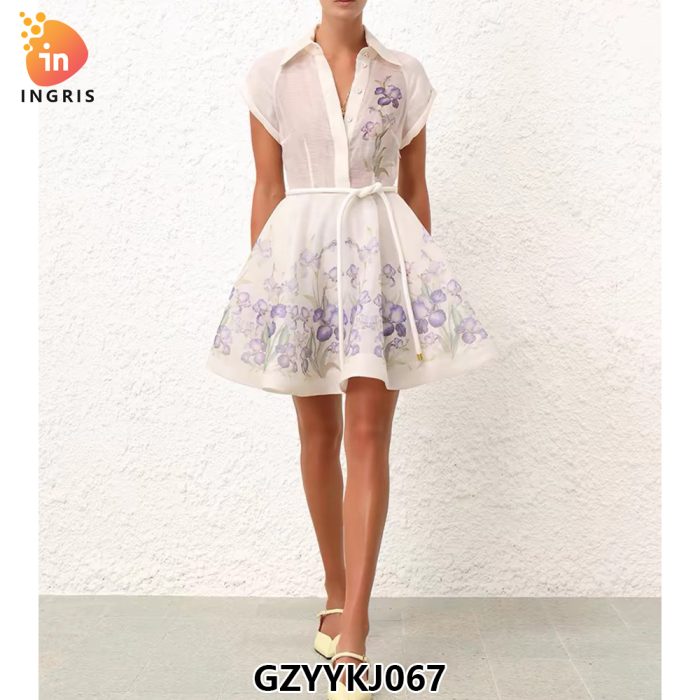 New Custom Women's Elegant Embroidered Sleeveless Button-Down Lapel Dress Women's Casual Summer Midi Dress-GZYYKJ067