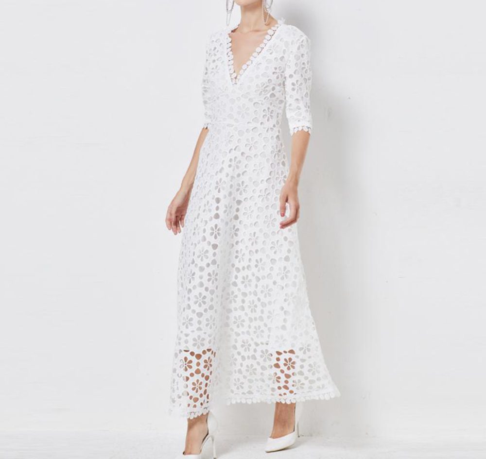 White water soluble guipure lace fabric embroidery fashion wedding party bag fashion dress-GZYYWL045.99