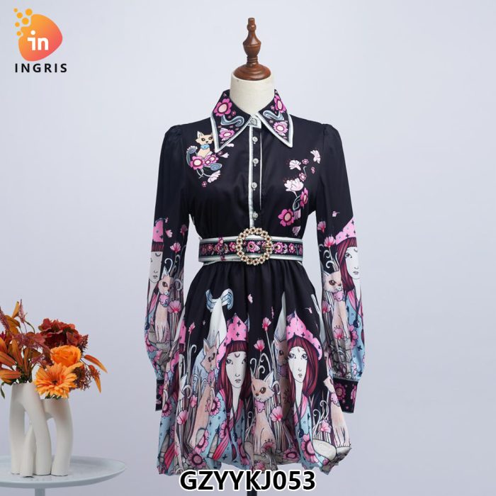 Woman Clothes Manufacturer Wholesale Fashion Apparel Elegant Vintage Lady Floral Evening Casual Dresses-GZYYKJ053