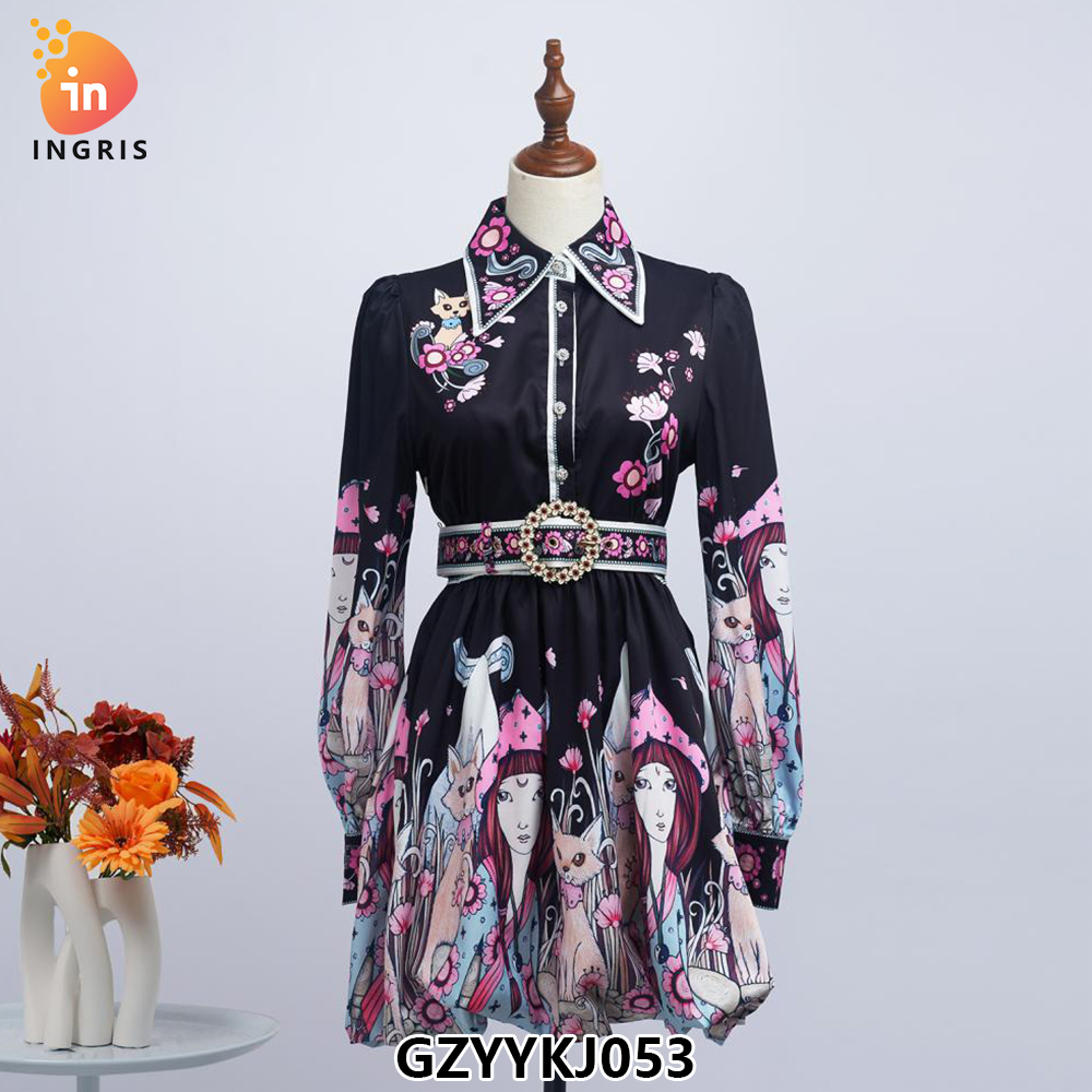 Woman Clothes Manufacturer Wholesale Fashion Apparel Elegant Vintage Lady Floral Evening Casual Dresses-GZYYKJ053