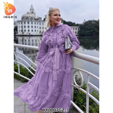 New Australian Niche Refined Handmade Lace Stitching Solid Color Personalized Shirt Top + High Waist Long Swing Skirt Set-YY0007GZ