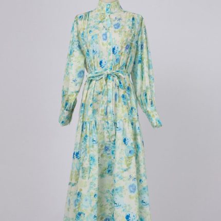 Leisure Women's Plus Size Spring New Sweet Printed Dress With Fluffy Sleeves Long Dress-YY0038GZ