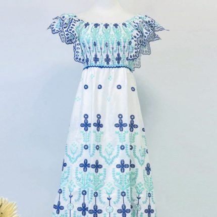 hand block Summer lady Elegant ladies Beach Female Holiday Maxi Dress Mandala Boho Short Dress Custom Bohemian Dress for Women-YY0040GZ