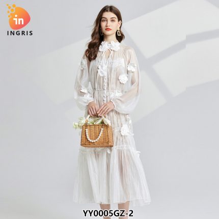 Wholesale in Stock 2 Piece Sexy Suspender + Sexy Embroidery Lace up Bridal Dresses Women 3d Flower-YY0005GZ