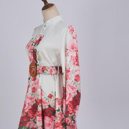 Early Autumn Australia Vintage Court Style Rose Print Eye-Catching Mini Dress in Stock-GZYYKJ069