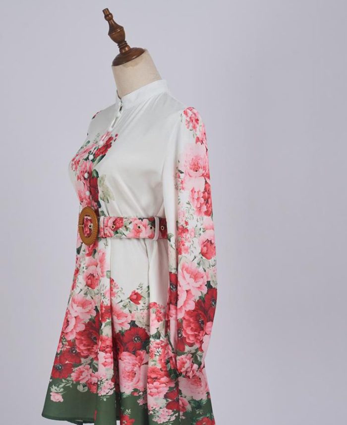 Early Autumn Australia Vintage Court Style Rose Print Eye-Catching Mini Dress in Stock-GZYYKJ069