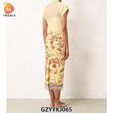 Light Luxury Retro Dress Women's Short Sleeve Printed A-line Medium Length Shirt Casual Dress Summer New-GZYYKJ065