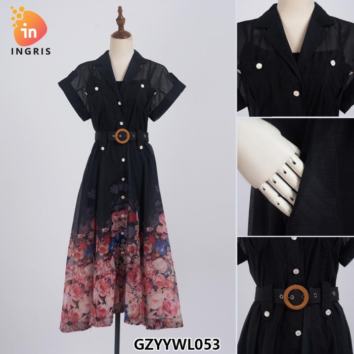 Fashion Clothing Elegant Vintage Women's Floral Evening Gown Casual Dress-GZYYYWL053