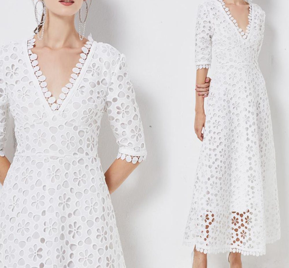 White water soluble guipure lace fabric embroidery fashion wedding party bag fashion dress-GZYYWL045.99