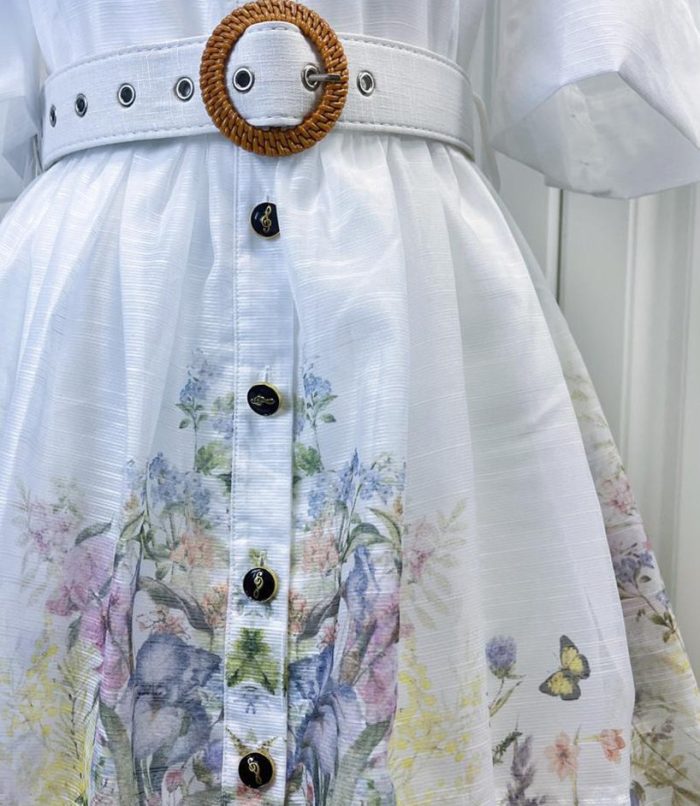 Spring and Summer New Women's Fashionable Vacation Style Suit Collar Short Sleeved Long Skirt Printed Dress-GZYYWL054