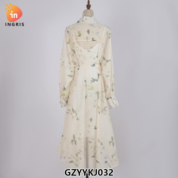 Style First love Skirt French Retro Girl Print Lantern Sleeve Dress fairy Dress-GZYYKJ032