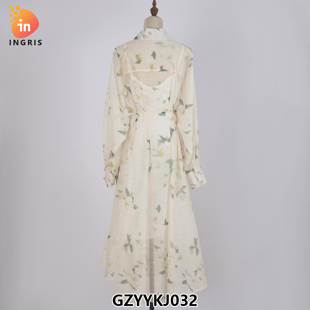 Style First love Skirt French Retro Girl Print Lantern Sleeve Dress fairy Dress-GZYYKJ032