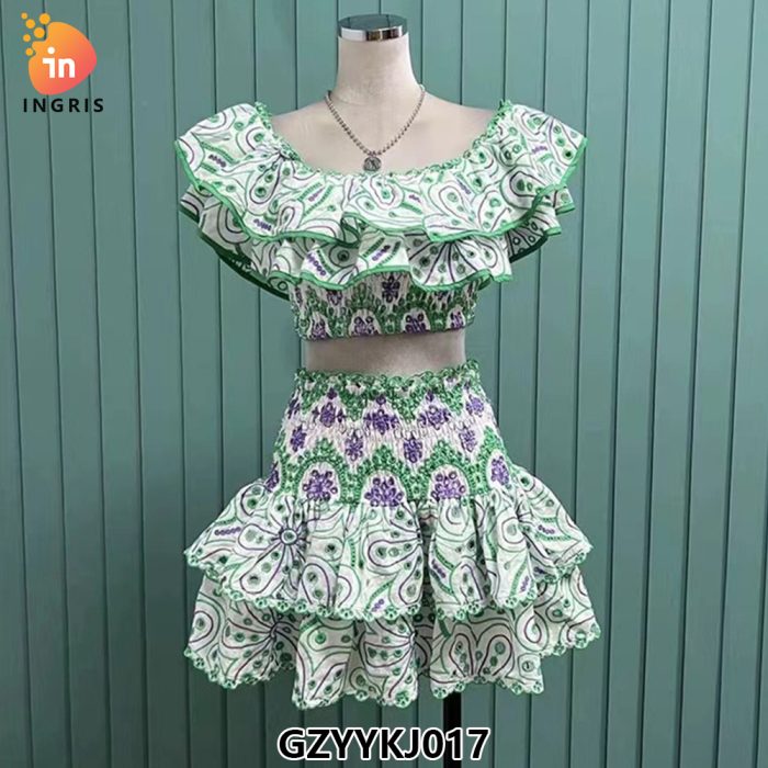 New Arrival Women French Style Short Top High Waist Short Skirt Sexy Two Piece Suit Outfits-GZYYYKJ017