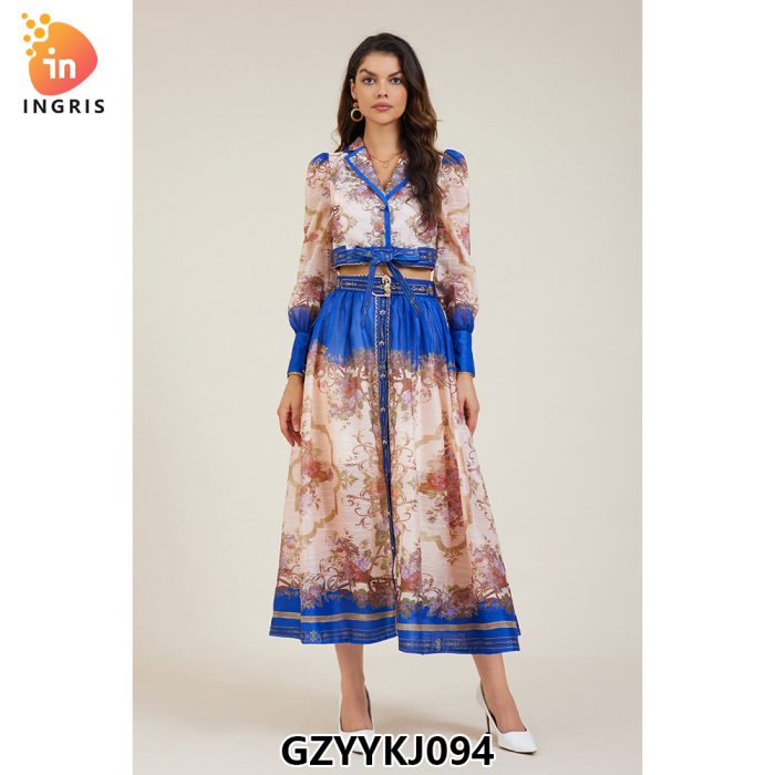 Spring new retro printed thin shirt