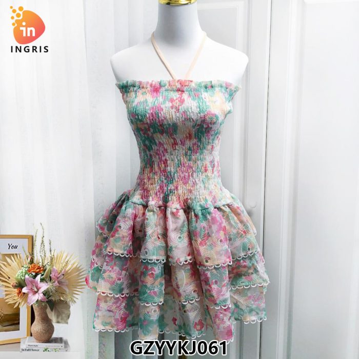 Sexy Party Skirt Summer New Fashion Bra Single Collar Elastic Waist Elastic Print Design Sense High Quality Mini Skirt-GZYYKJ061