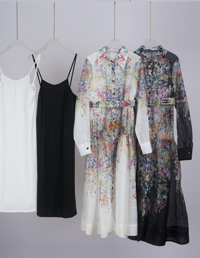 New Arab Women's Digital Print Mid-waist Dress Muslim Fashion Lantern Sleeve Lapel Robe-YY0014GZ