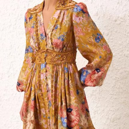 Wholesale New Fashion Sexy Ladies V-neck Long Sleeve Women Dresses-GZYYKJ063