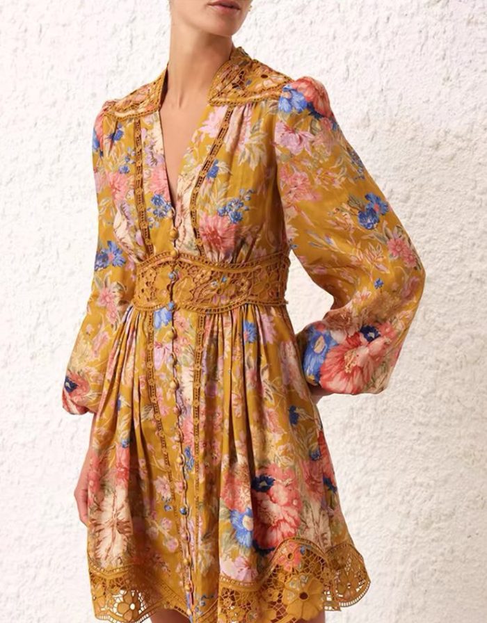 Wholesale New Fashion Sexy Ladies V-neck Long Sleeve Women Dresses-GZYYKJ063