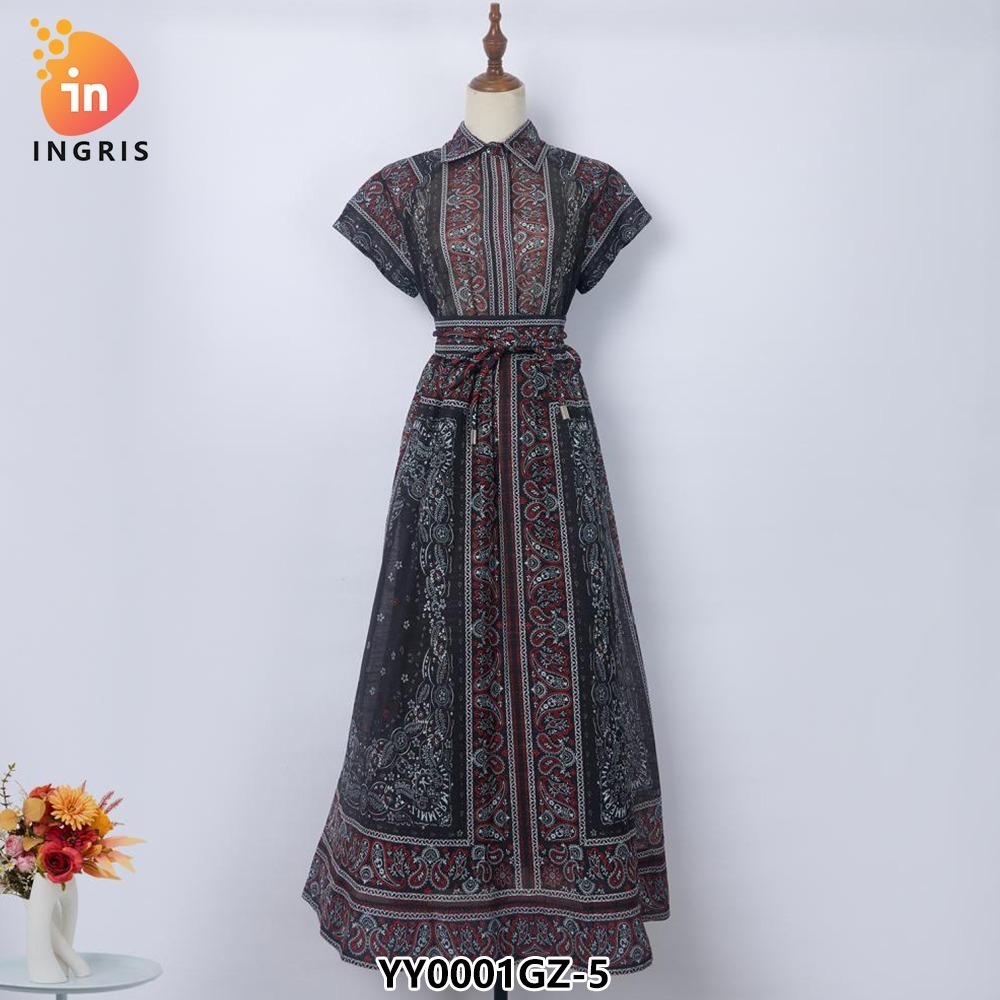 Rayon Womans Boho Floral Beach Long Maxi Wrap Dress Clothing Summer Wholesale Bohemian Dresses for Women Spring-YY0001GZ