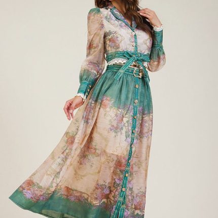 Spring new retro printed thin shirt, elegant skirt, fashionable and feminine suit, two-piece set-GZYYKJ34