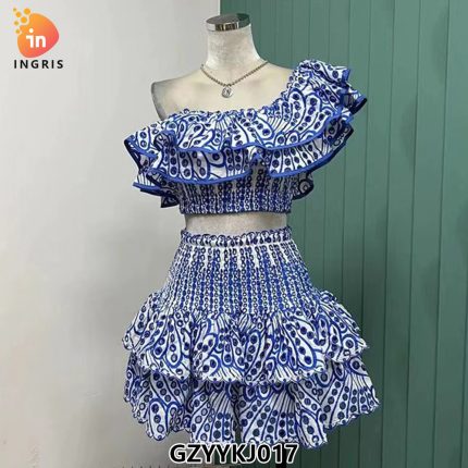 New Arrival Women French Style Short Top High Waist Short Skirt Sexy Two Piece Suit Outfits-GZYYYKJ017