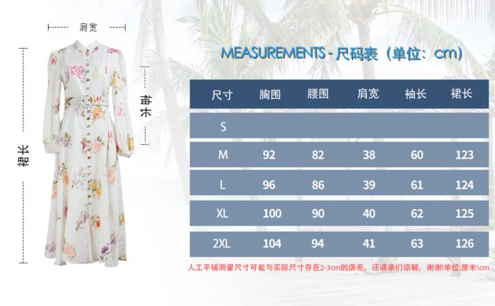 Wholesale Women's Clothing Spring New Lantern Sleeve Printed Single Breasted Dress-GZYYWL049