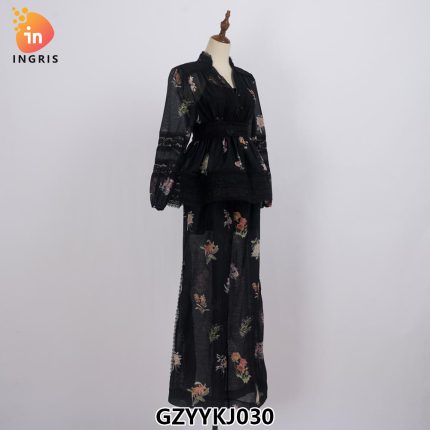 Fashion Round Neck Lantern Sleeve Long Sleeve Loose Print Dress-GZYYKJ030