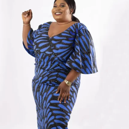 This Narissa Blue African Print Maxi Dress