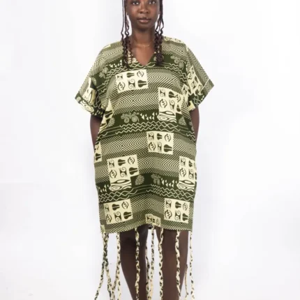 Ankara Short Dress with Braided Strips